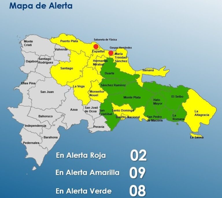 COE coloca dos municipios en alerta roja por vaguada